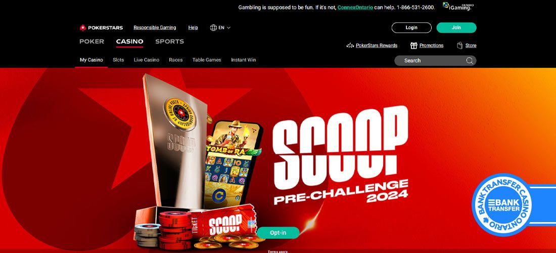Screenshot of the Pokerstars Casino main page